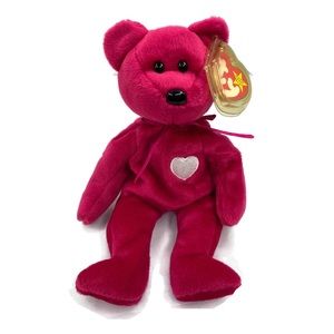 Vintage Ty Beanie Baby Original Valentina 1999 pink Bear New Condition